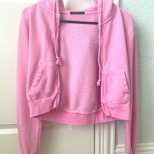 Brandy Melville cropped crystal hoodie pink